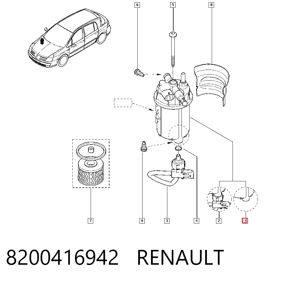 Obudowa filtra paliwa Renault Megane II sedana (LM0, LM1) (2003 - 2012) cena, od 40,93 USD
