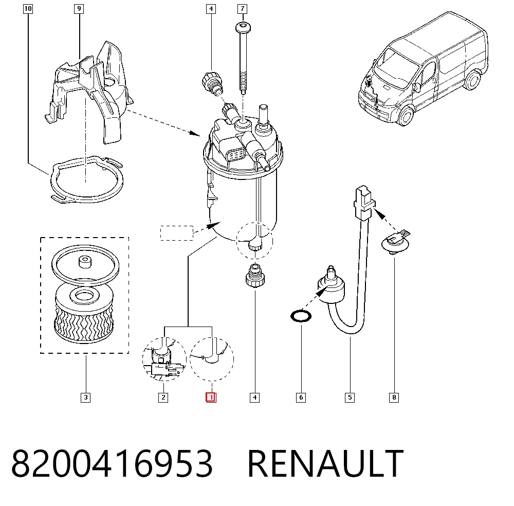Obudowa filtra paliwa do Renault Trafic II FL