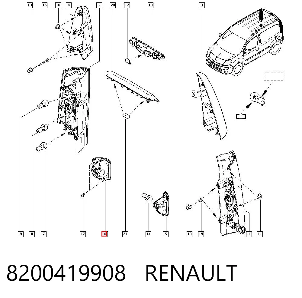 8200419908 Renault (RVI) Przednia lampa przeciwmgielna tylna prawa