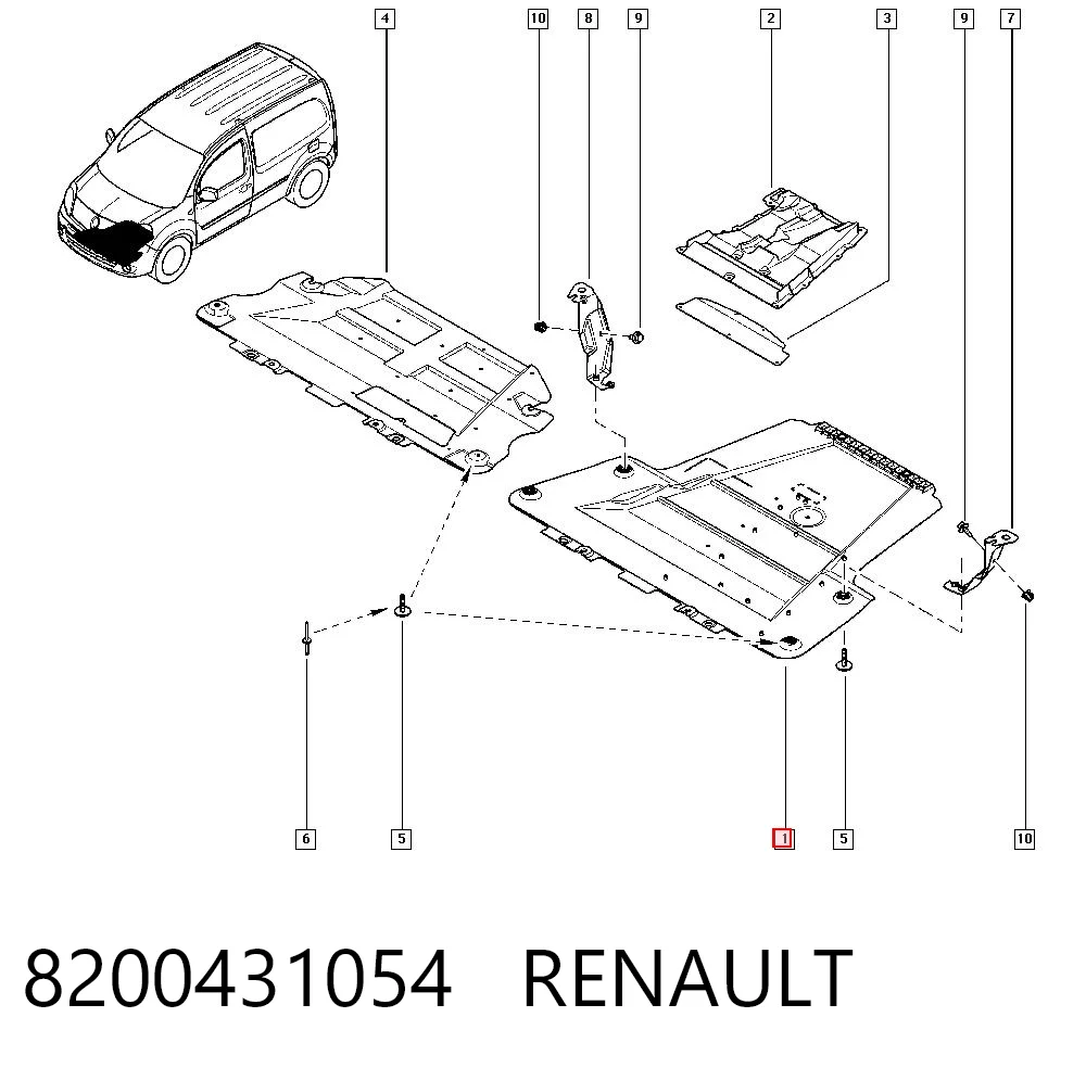 Osłona silnika, miski (przedziału silnika) do Renault Kangoo II KW0, KW1