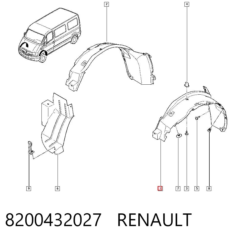 Do koszyka Nadkole błotnika przedniego lewe Renault Master II HD, FD