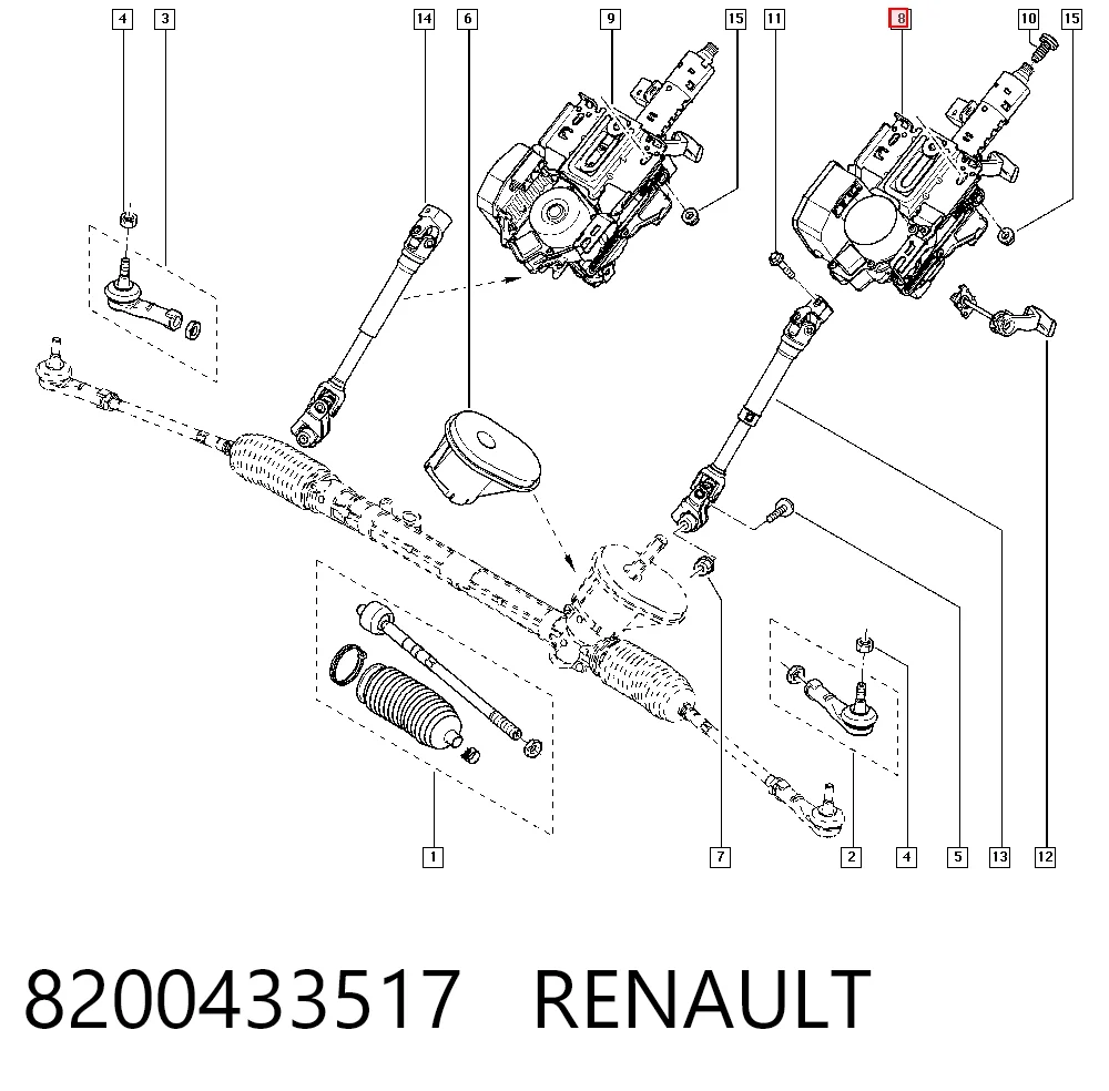 Kolumna (wał) kierownicza (kierownicy) do Renault Modus  JP0