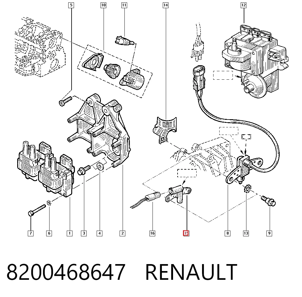 8200468647 Renault (RVI) Czujnik położenia wału korbowego