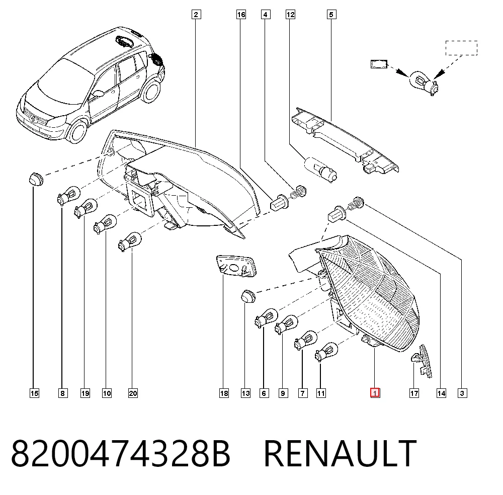  Lampa zespolona tylna lewa Renault Scenic 2