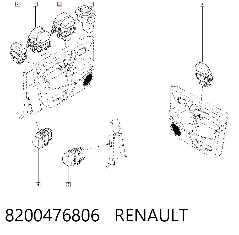 8200476806 Renault (RVI) Panel przyciskowy sterowania podnośnikiem szyby przedni lewy