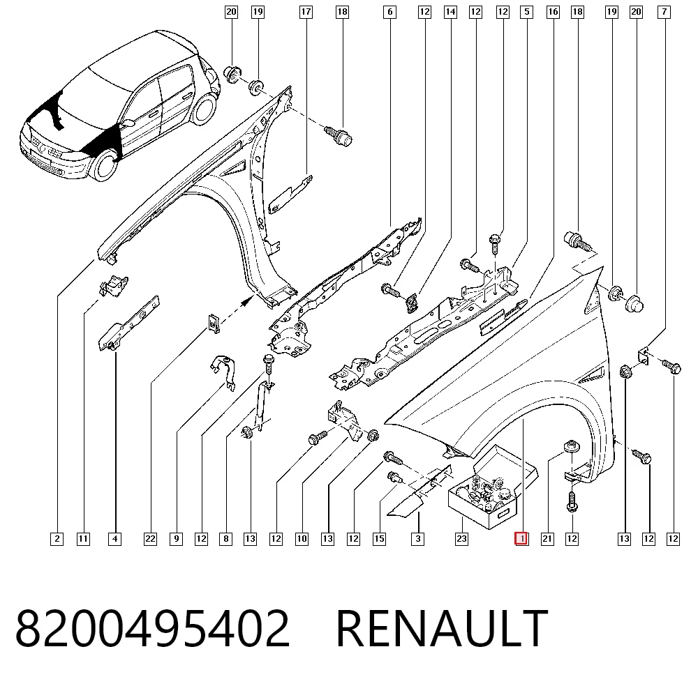 Błotnik przedni lewy Renault Megane II