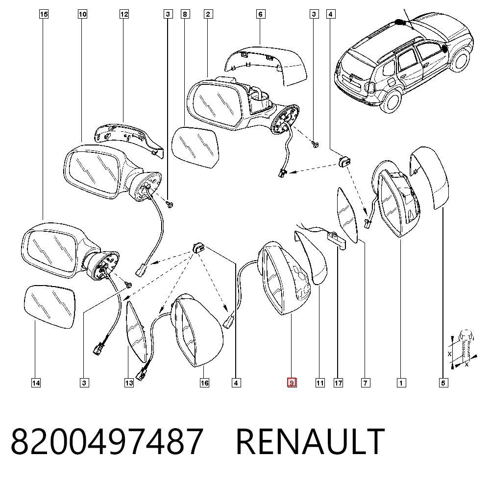 Lusterko wsteczne prawe do Renault LOGAN I LS