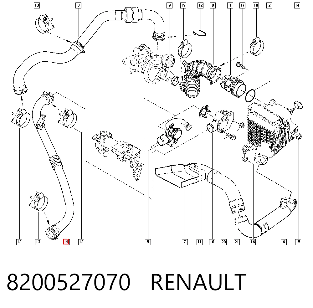 8200527070 Renault (RVI) Przewód (króciec) intercoolera
