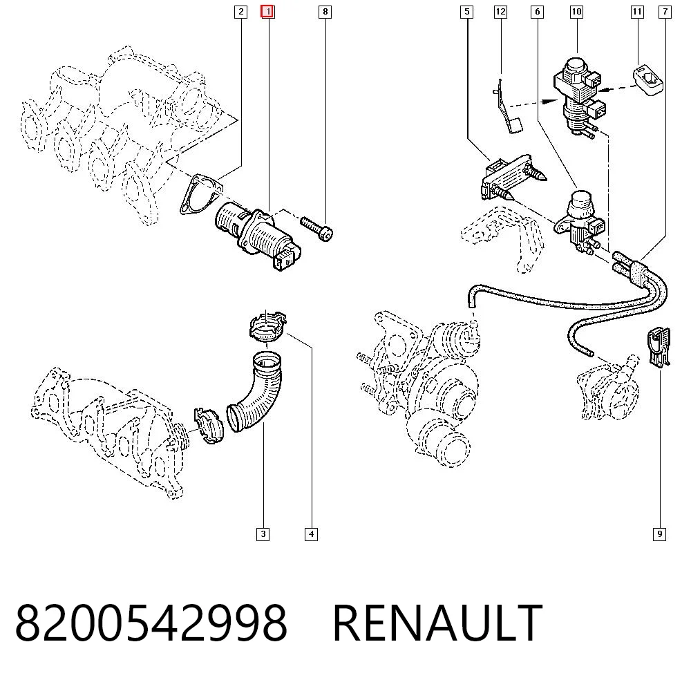 8200542998 Renault (RVI) Zawór recyrkulacji spalin EGR