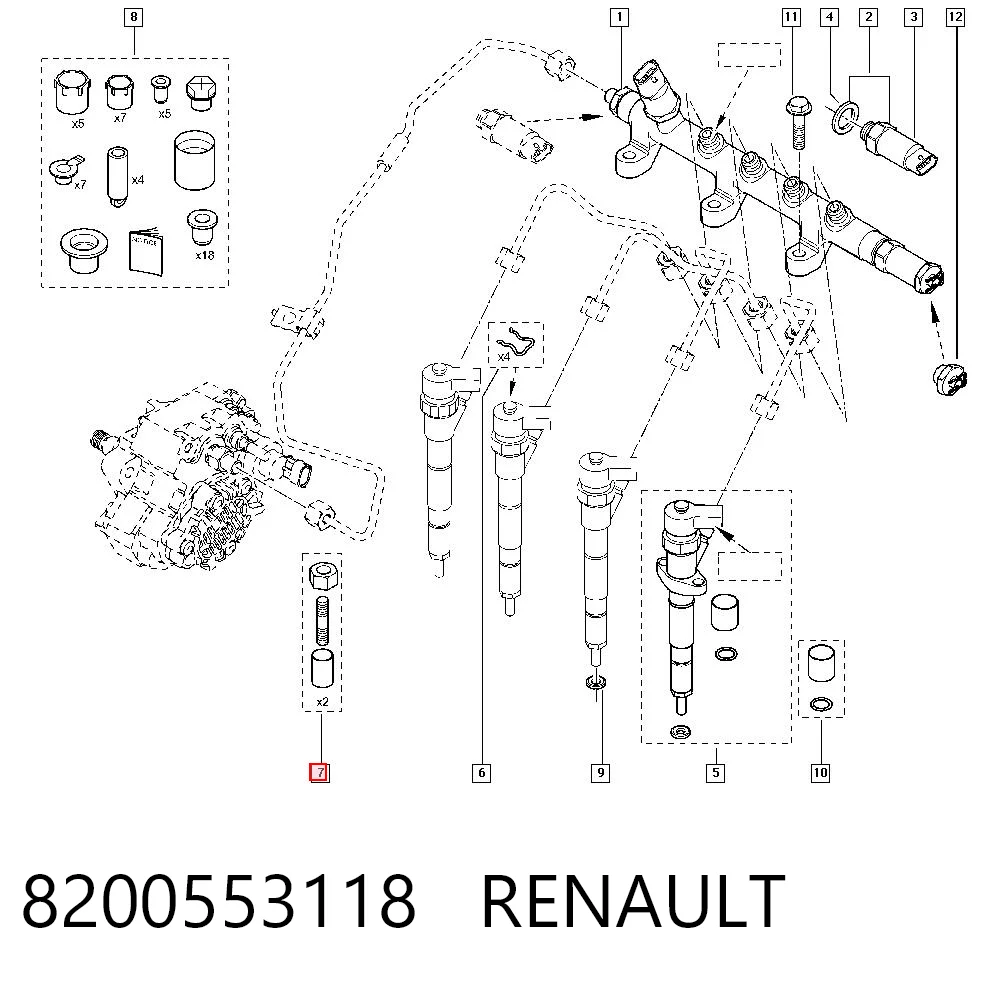 8200553118 Renault (RVI) Śruba mocowania wtryskiwacza