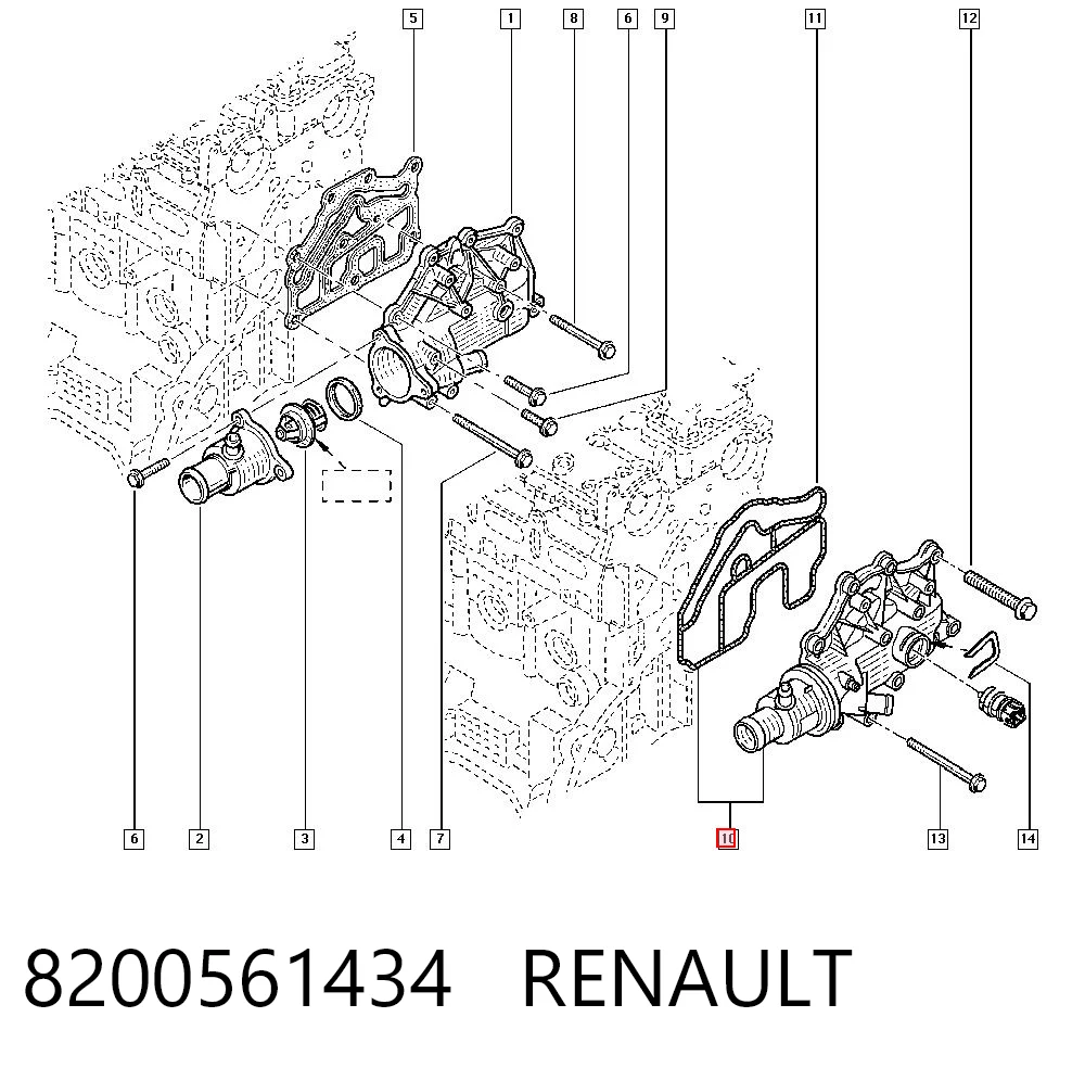 8200561434 Renault (RVI) Obudowa termostatu