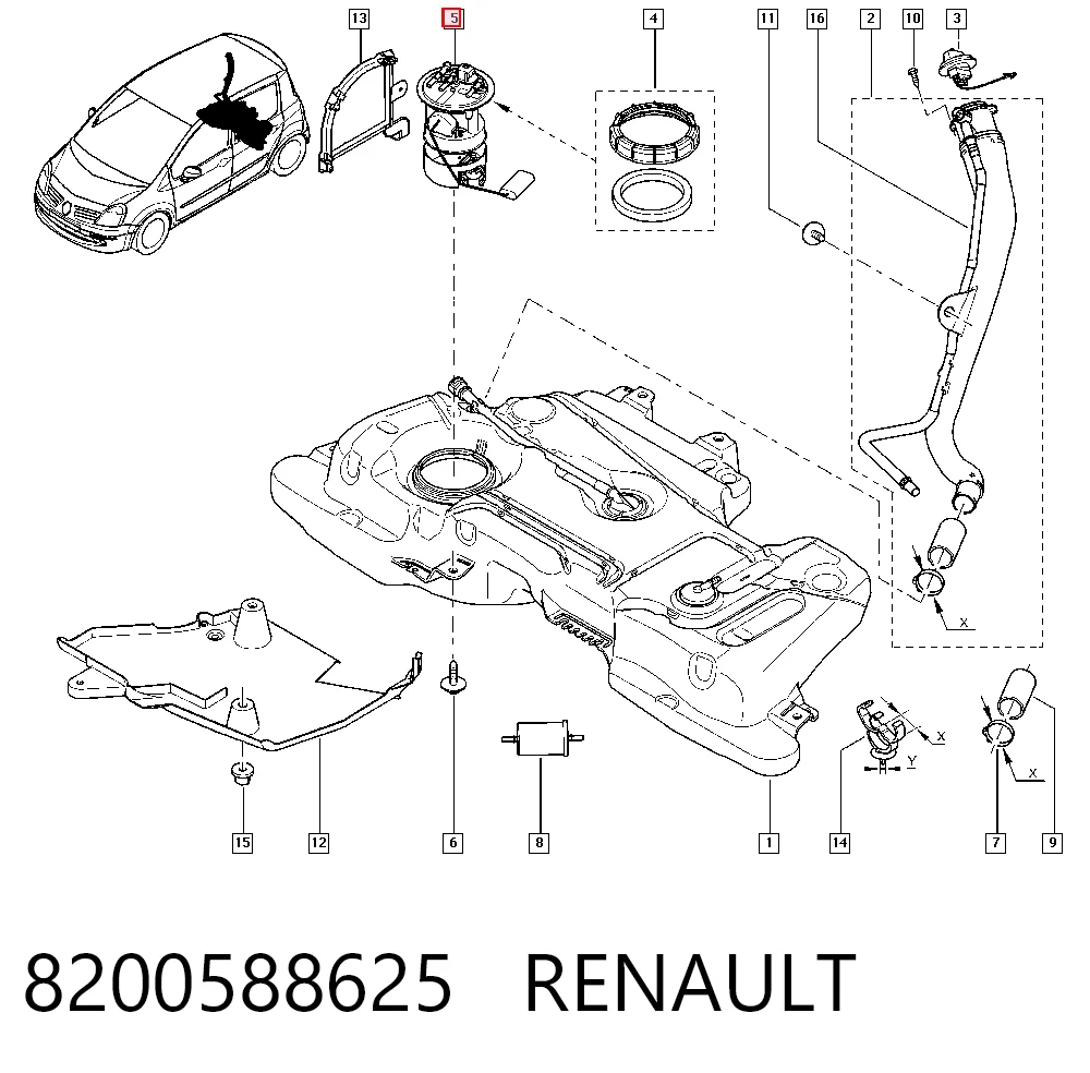 Do koszyka Czujnik poziomu paliwa w zbiorniku Renault Modus  JP0