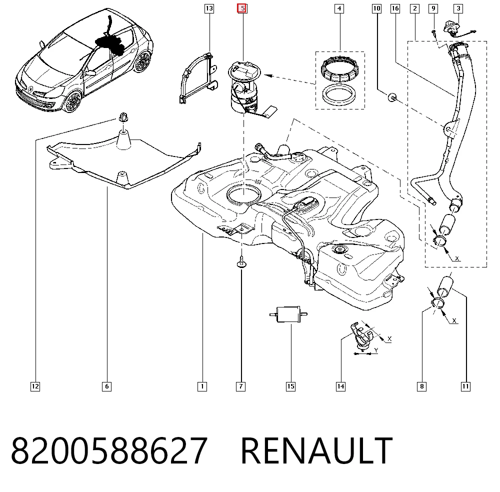 Czujnik poziomu paliwa w zbiorniku Renault Clio III GRANDTOUR kombi (KR01) (2008 - 2026) cena, od 54,74 USD