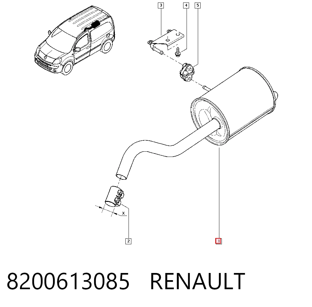 Tłumik, tylna część Renault Kangoo II awangarda (FW0) (2008 - 2021) cena, od 121,46 USD