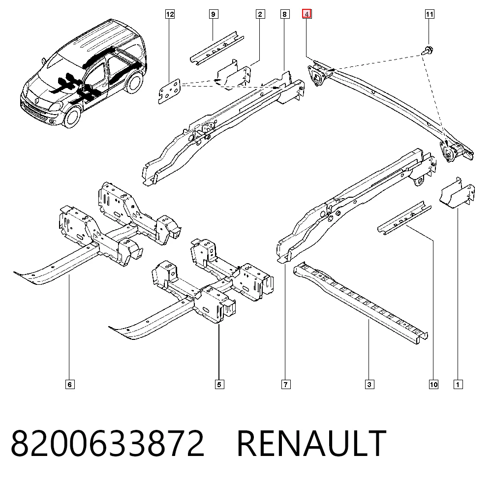 Wzmocnienie zderzaka tylnego do Renault Kangoo II KW0, KW1