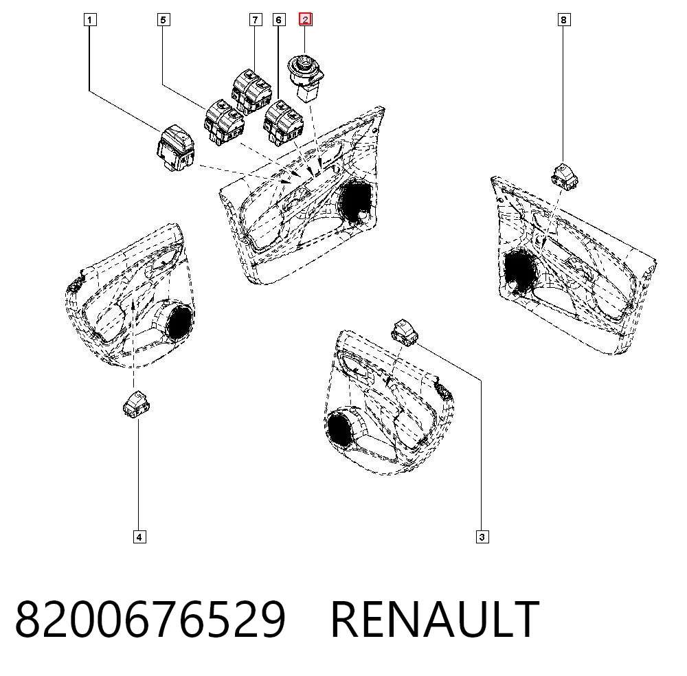 8200676529 Renault (RVI) Sterownik lusterek bocznych, na drzwi