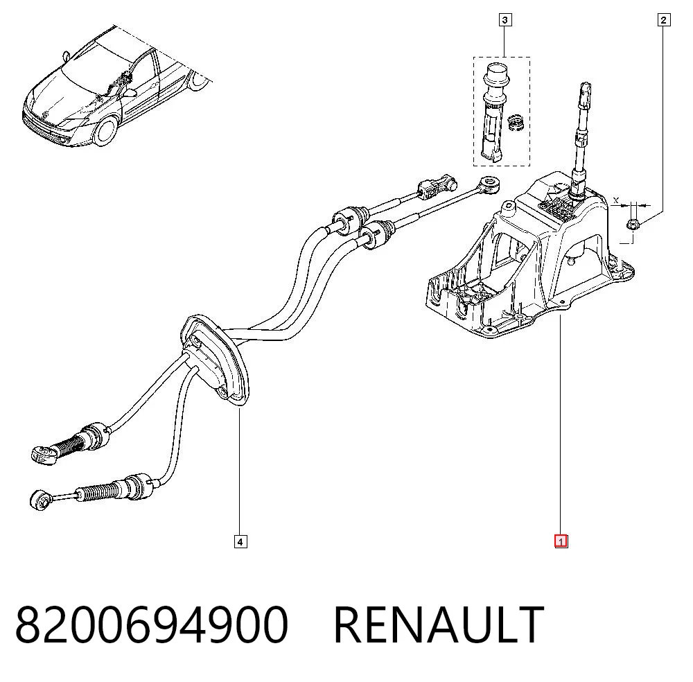Linka dźwigni zmiany biegów podwójna do Renault Laguna III BT0, BT1
