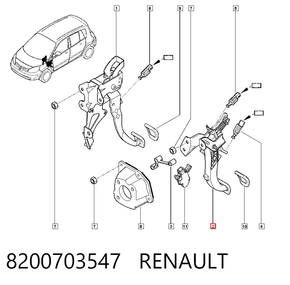 Pedał sprzęgła do Renault Scenic II JM0, JM1