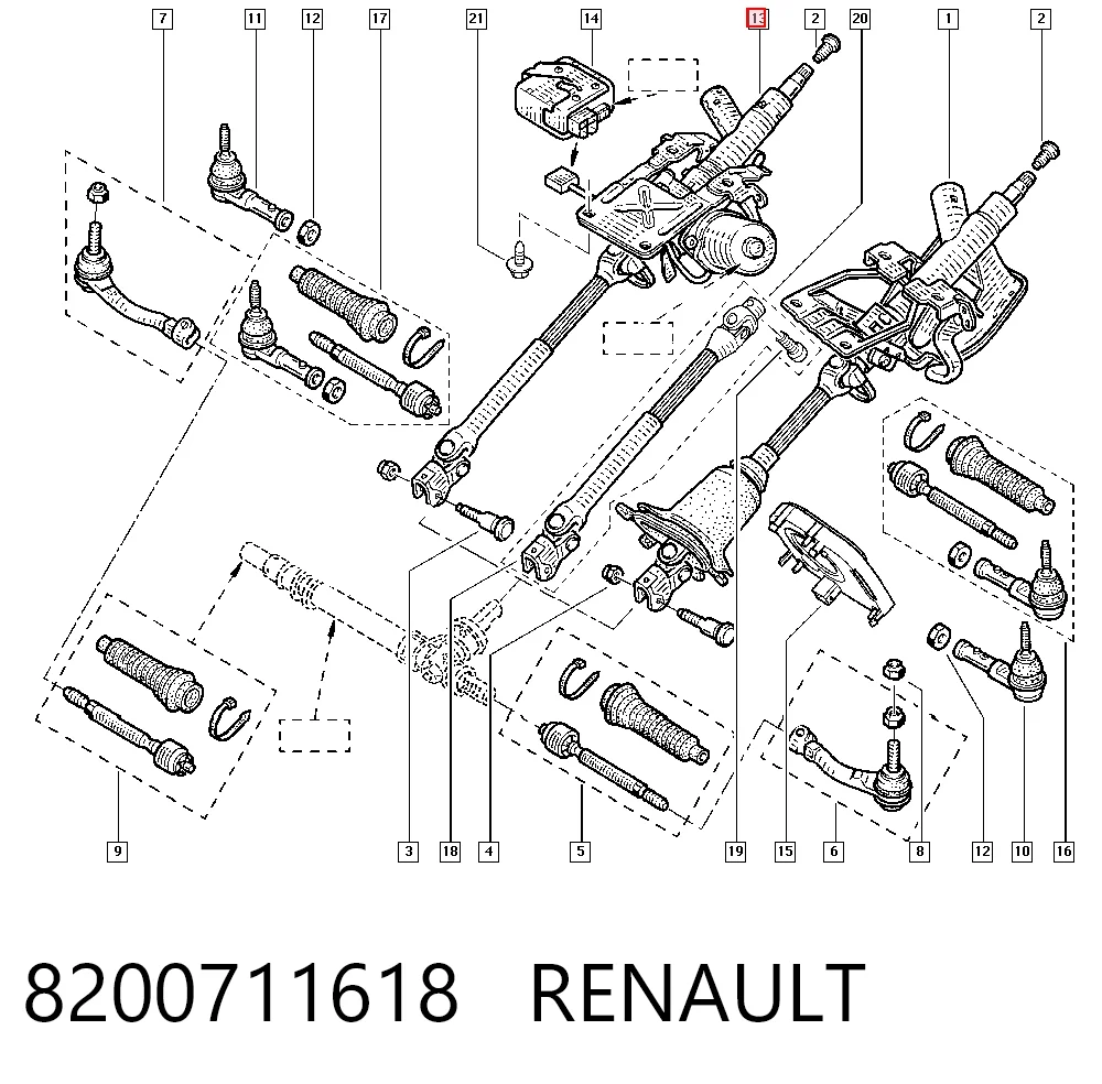 Do koszyka Kolumna (wał) kierownicza (kierownicy) Renault Clio II BB, CB