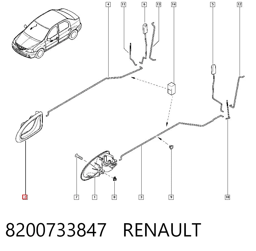8200733847 Renault (RVI) Klamka drzwi prawych przednia/tylna wewnętrzna