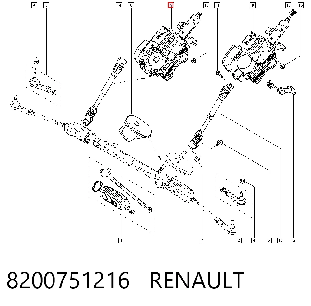 Kolumna (wał) kierownicza (kierownicy) Renault Modus minivan (JP0) (2004 - 2012) cena, od 337,22 USD