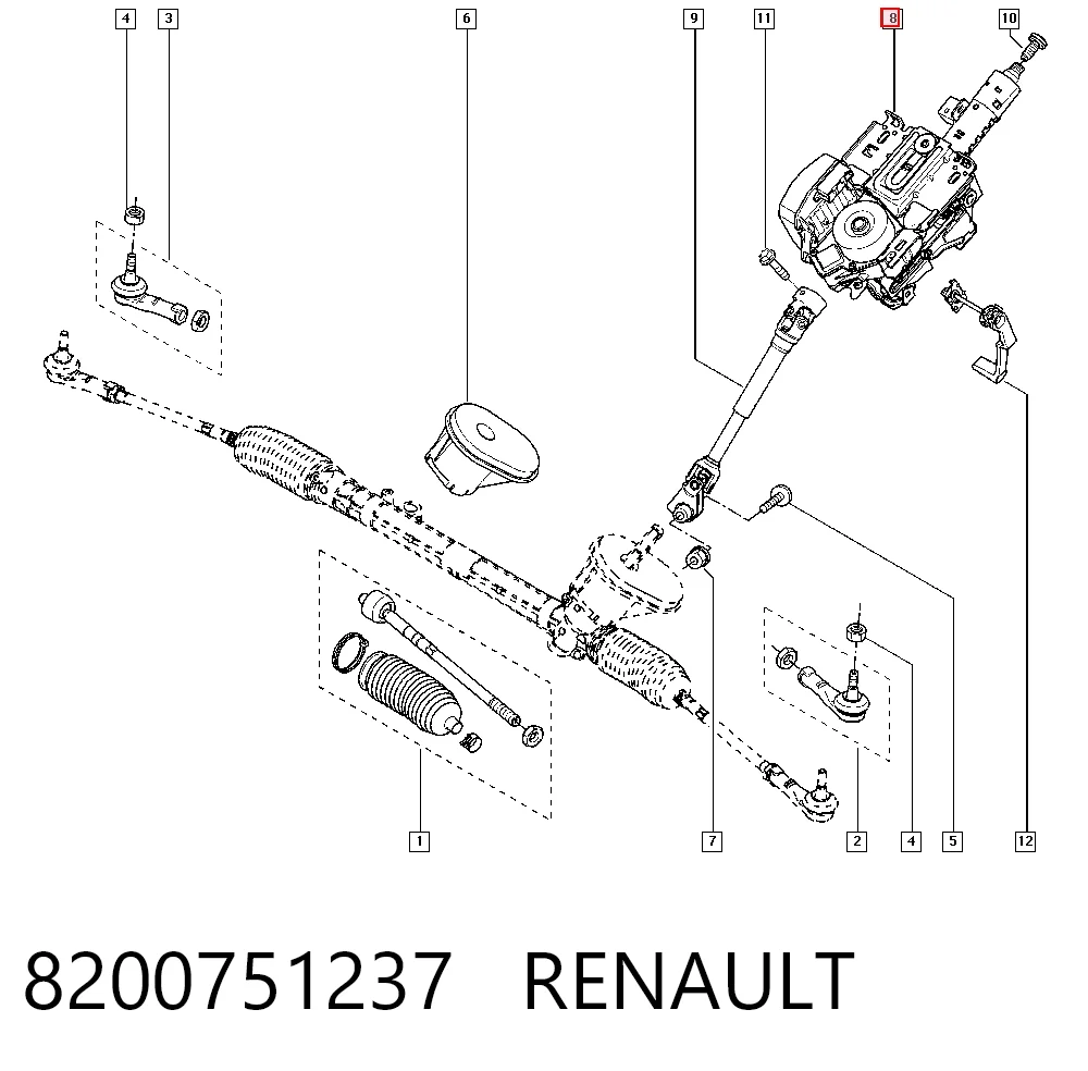 Kolumna (wał) kierownicza (kierownicy) Renault Clio III hatchback (BR01, CR01) (2005 - 2014) cena, od 134,69 USD