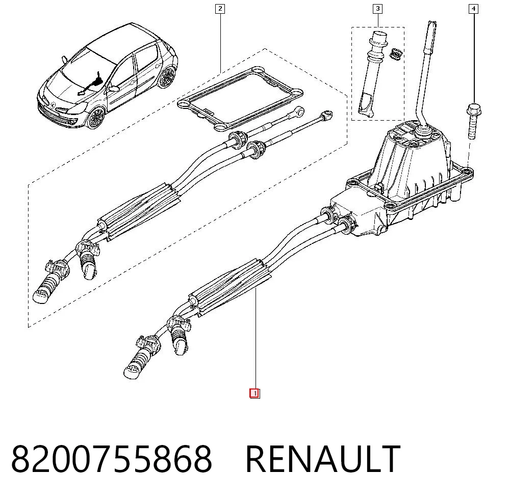 Mechanizm zmiany biegów (cięgno) do Renault Modus  JP0
