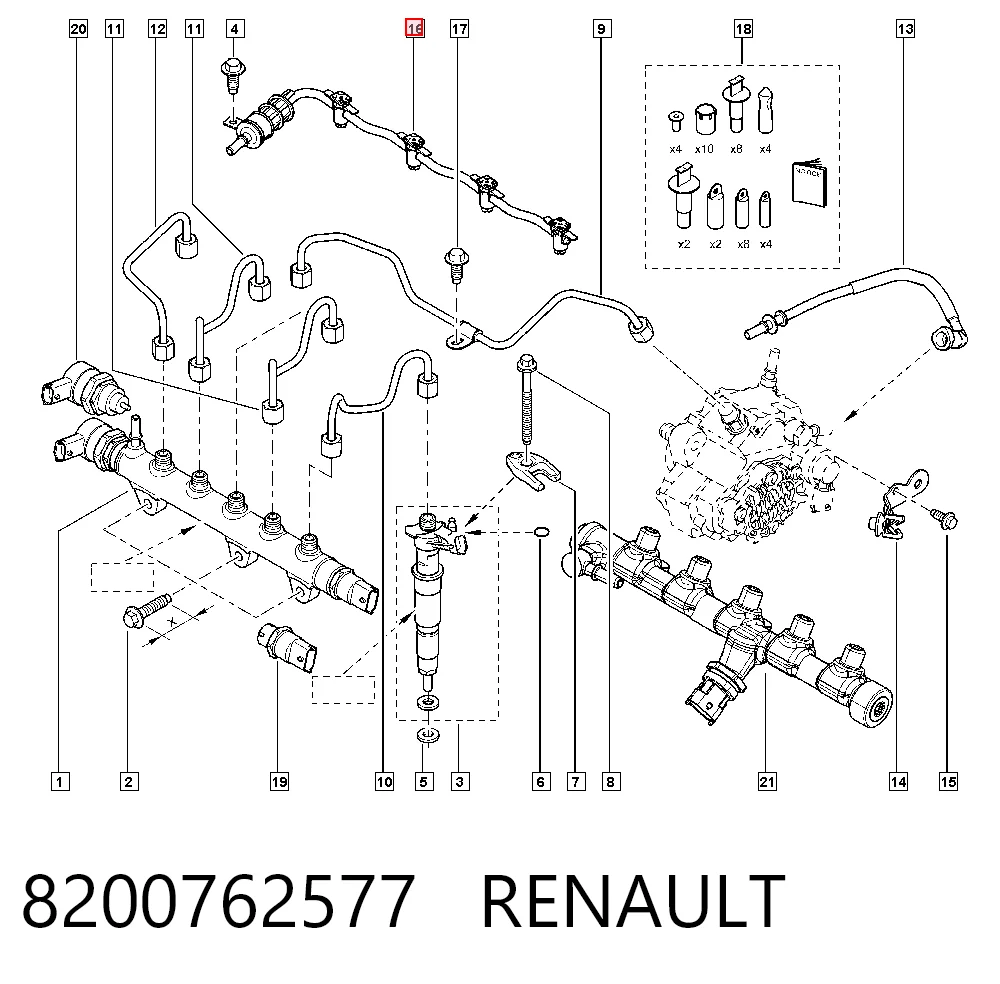 8200762577 Renault (RVI) Rurka paliwa, zwrotna od wtryskiwaczy