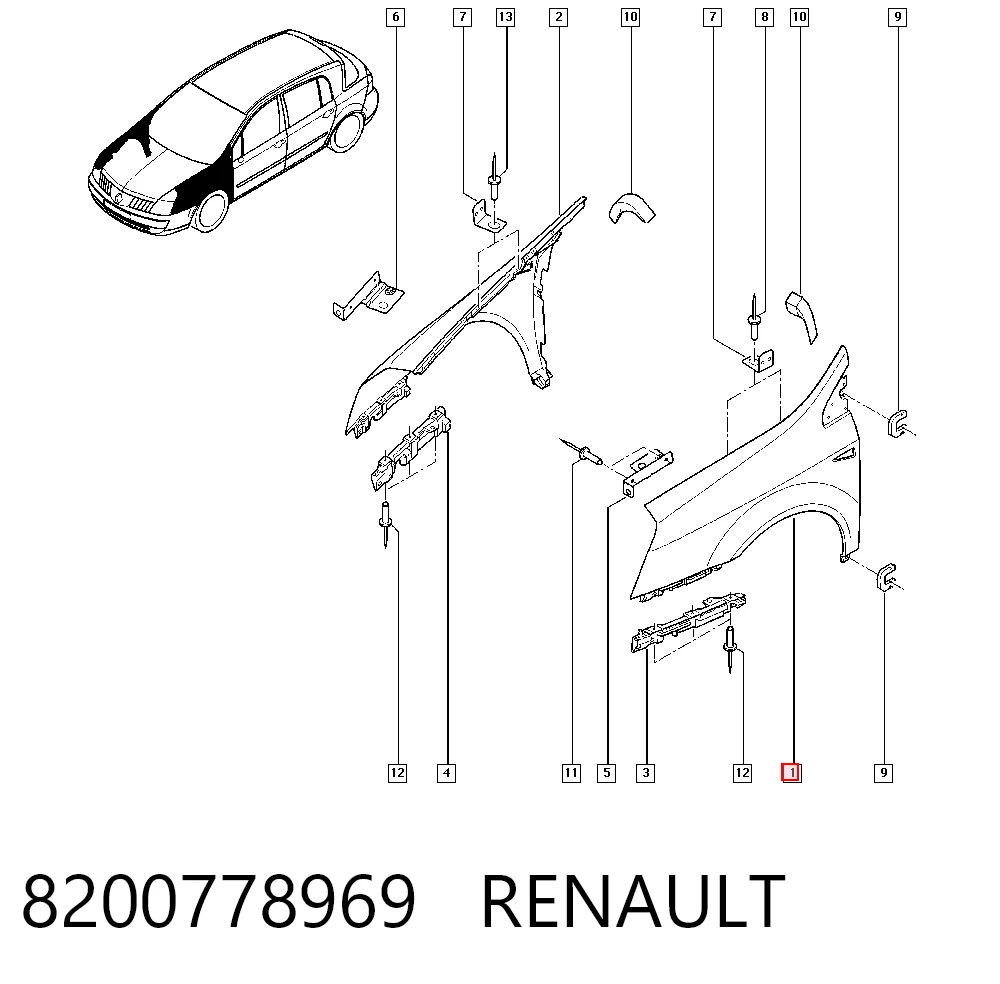 Błotnik przedni lewy do Renault Vel Satis  BJ0