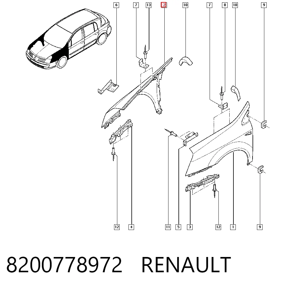 Błotnik przedni prawy do Renault Vel Satis  BJ0