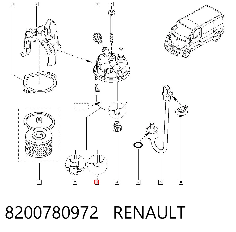 Kupić Obudowa filtra paliwa Renault Trafic II FL w dobrej cenie