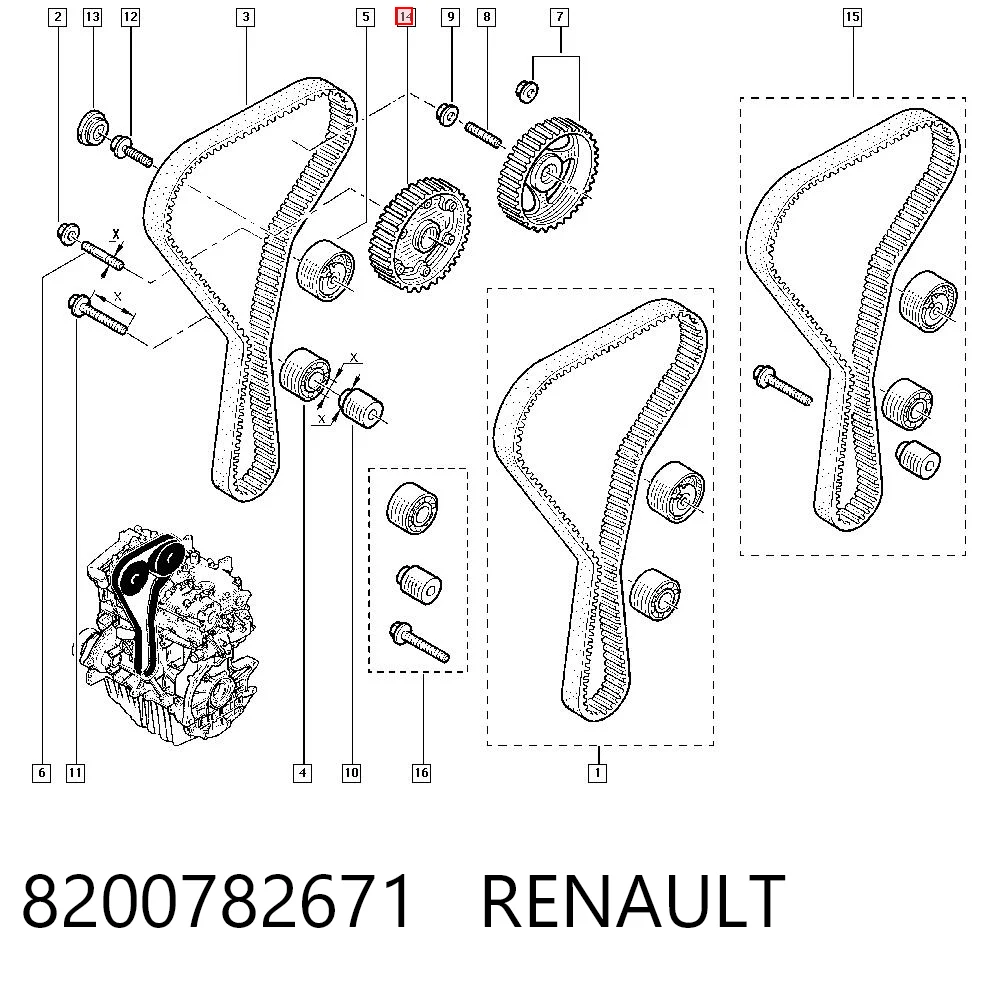 8200782671 Renault (RVI) Koło zębate walcowe wału rozrządu silnika, dolotowego (ssącego)