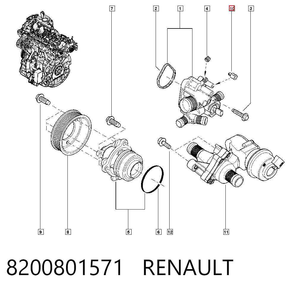 Obudowa termostatu Renault Latitude sedana (L7) (2011 - 2026) cena, od 35,91 USD