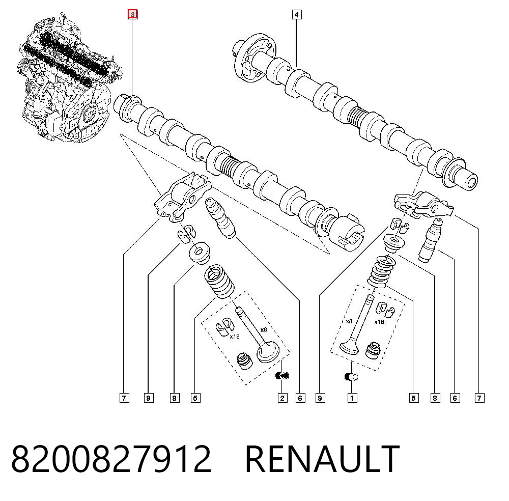 Do koszyka Wał rozrządu silnika ssący, dolotowy Renault Laguna II BG0, BG1
