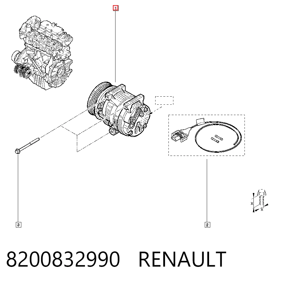 8200832990 Renault (RVI) Sprężarka klimatyzacji