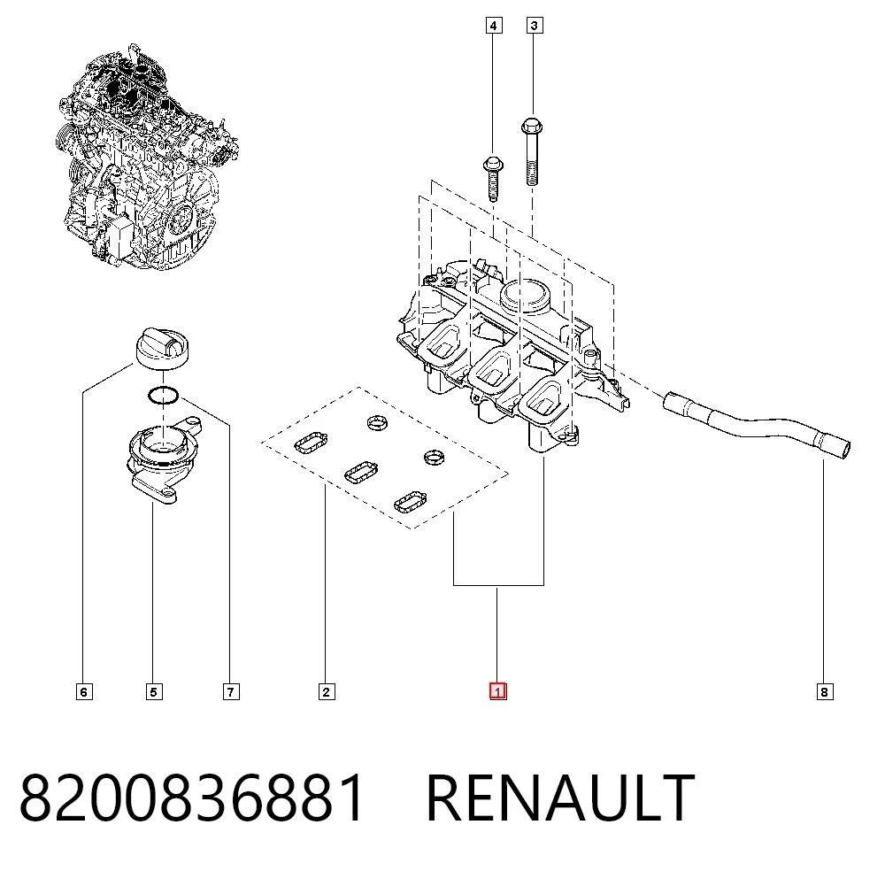 Kupić Separator oleju układu wentylacji kadłuda (bloku silnika)  Renault Laguna III BT0, BT1 w dobrej cenie