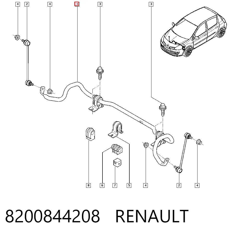 Stabilizator przedni do Renault Megane II LM0, LM1