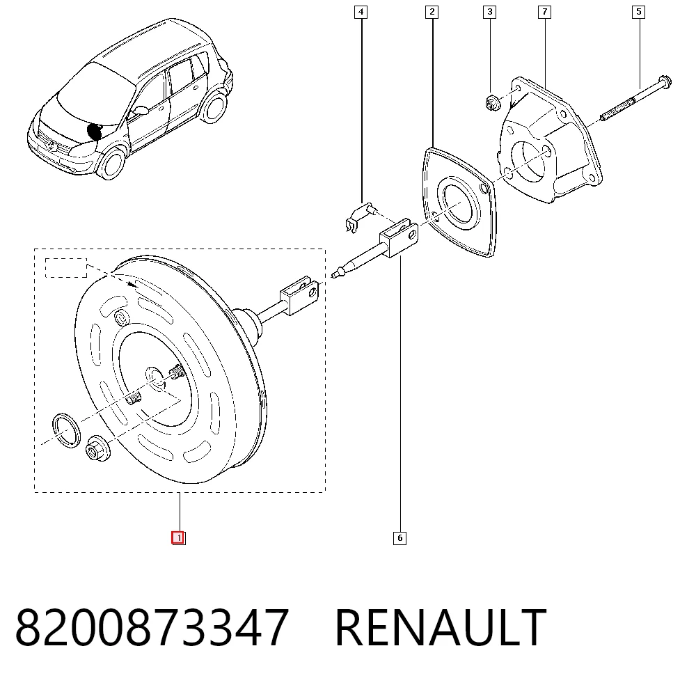 Do koszyka Wzmacniacz próżniowy hamulców Renault Megane II LM0, LM1