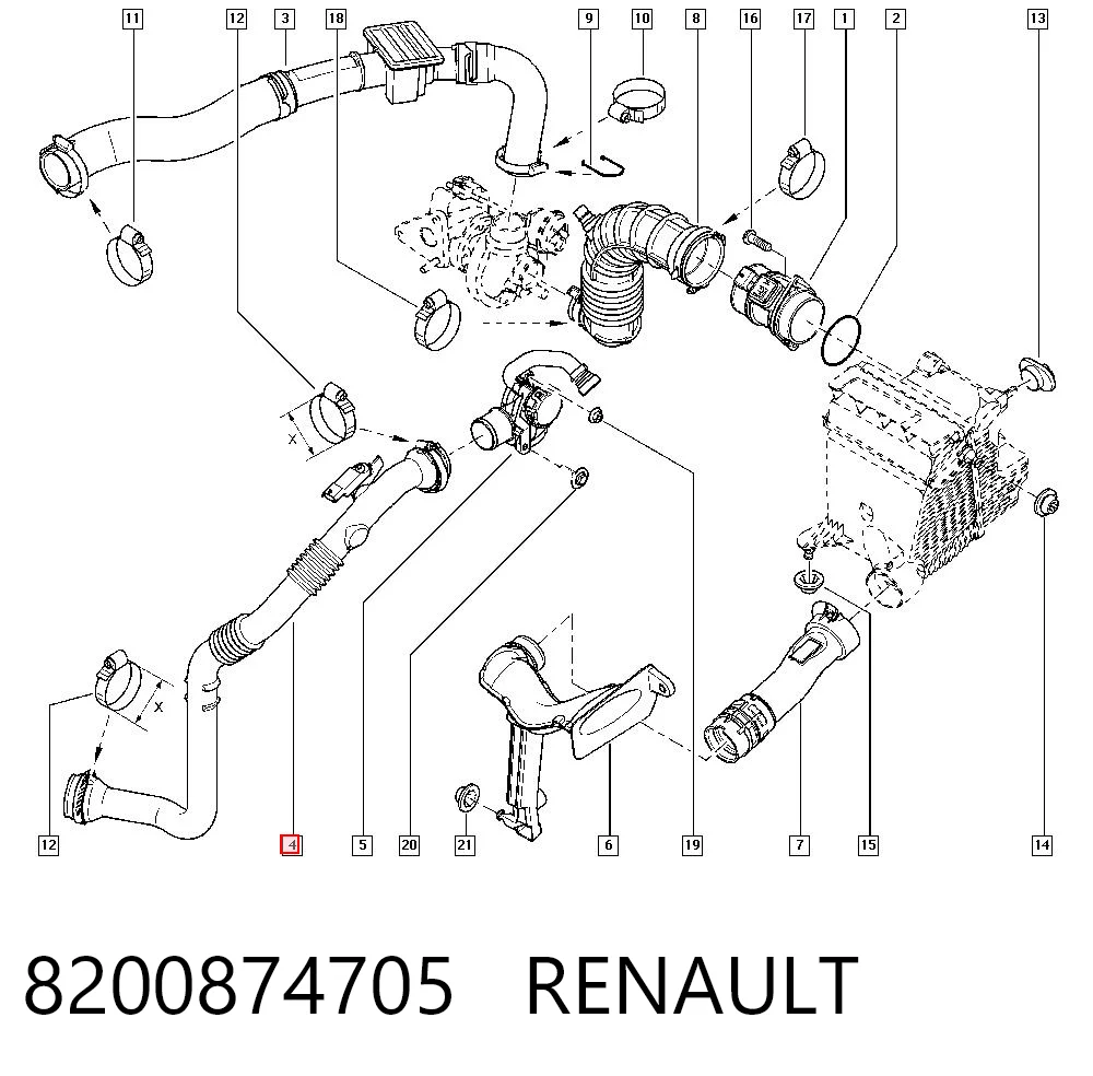 8200874705 Renault (RVI) Przewód (króciec) intercoolera