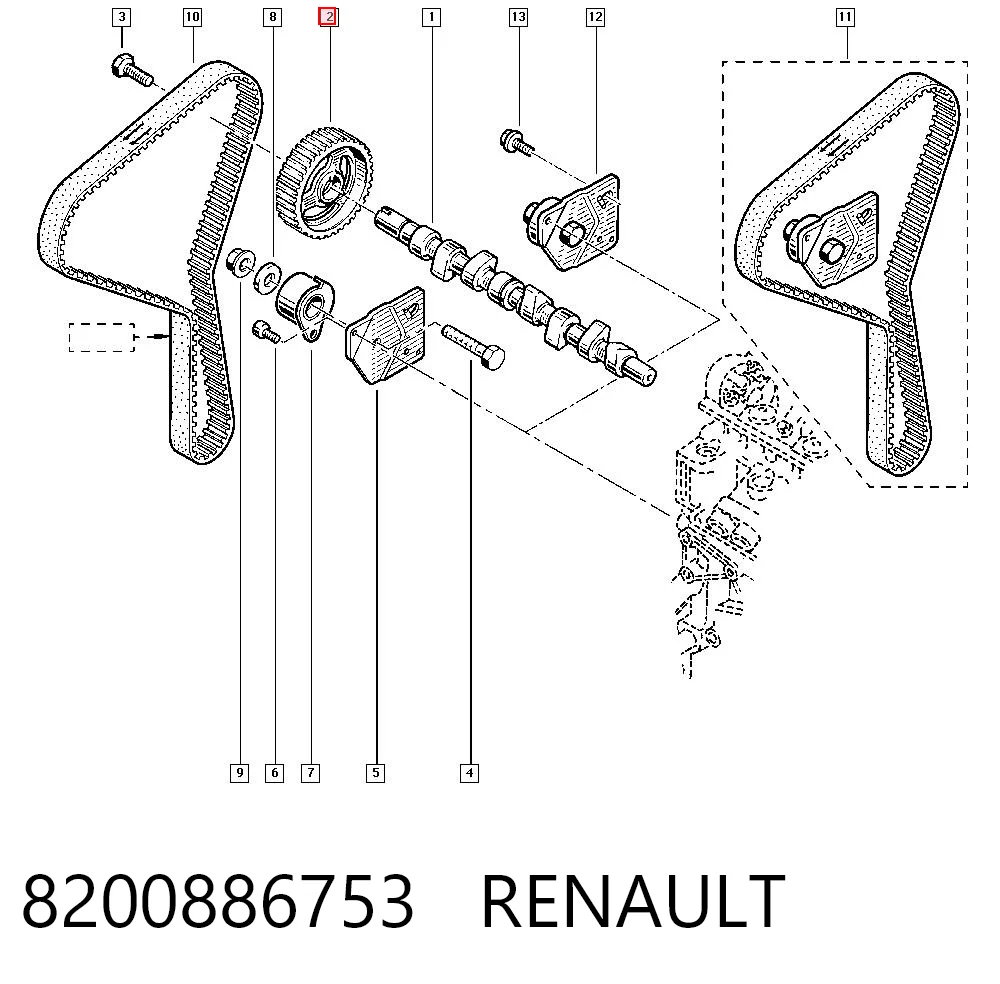8200886753 Renault (RVI) Koło zębatewalcowe wałka rozrządu silnika