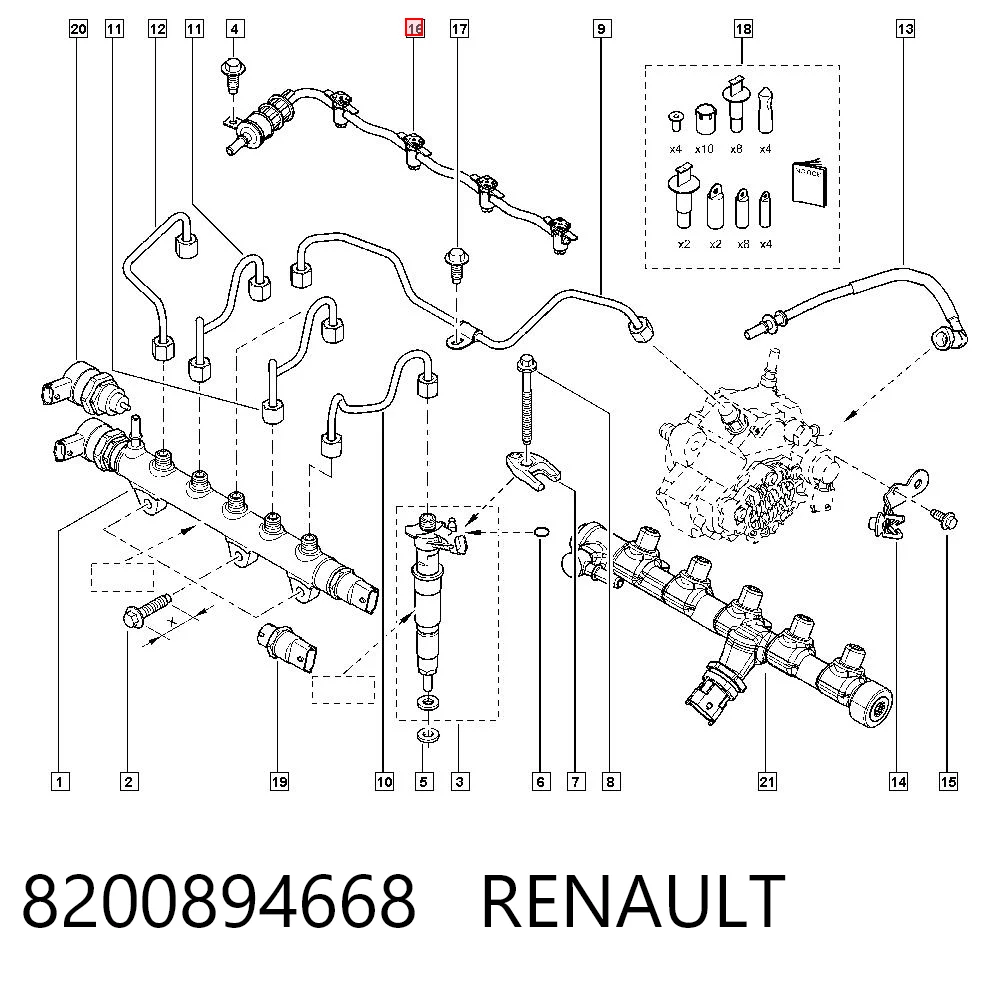 8200894668 Renault (RVI) Rurka paliwa, zwrotna od wtryskiwaczy