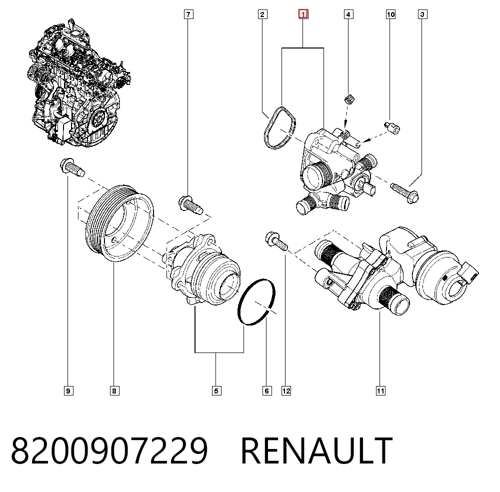 Do koszyka Obudowa termostatu Renault Latitude  L7
