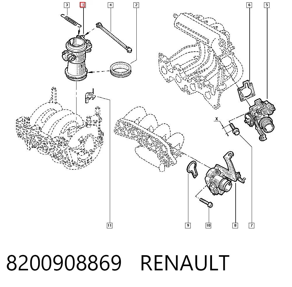 8200908869 Renault (RVI) Przepustnica, komplet