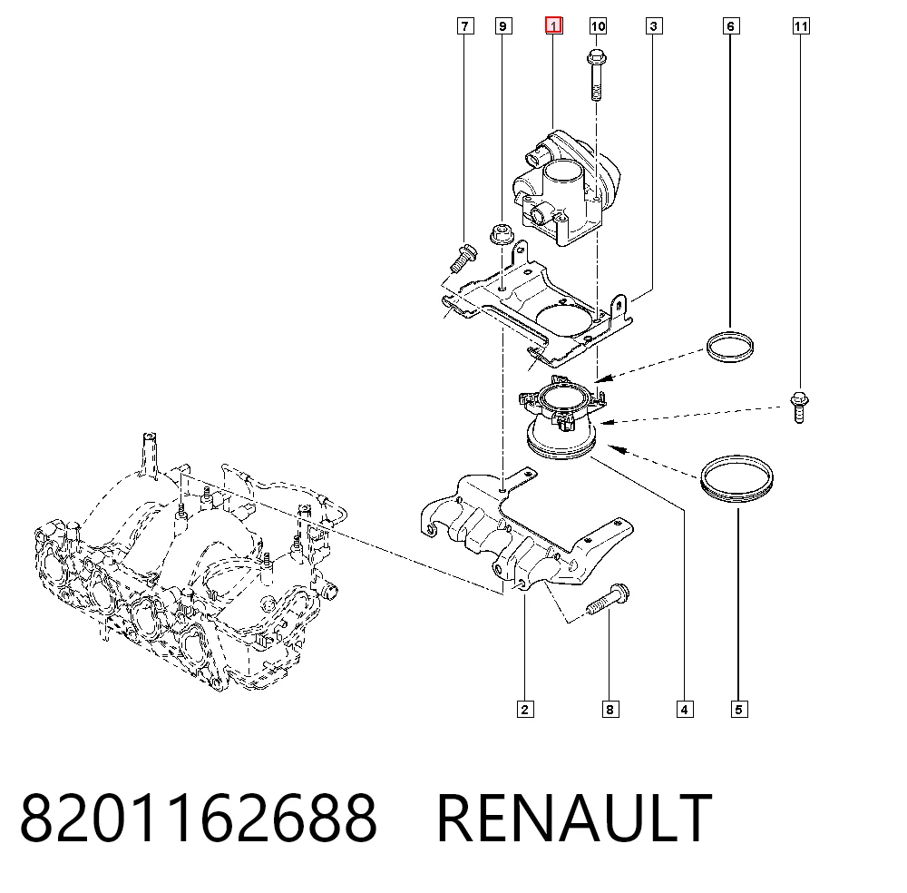 8201162688 Renault (RVI) Przepustnica, komplet