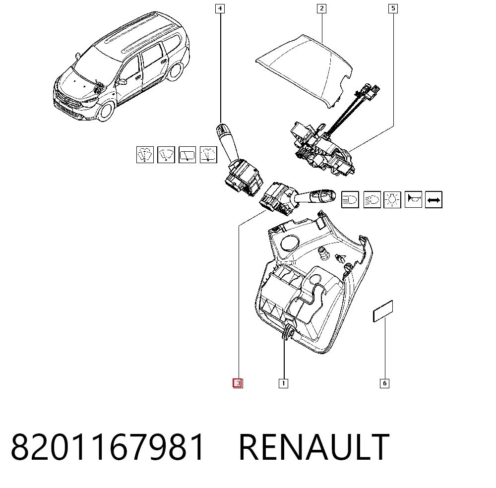8201167981 Renault (RVI) Przełącznik zespolony lewy