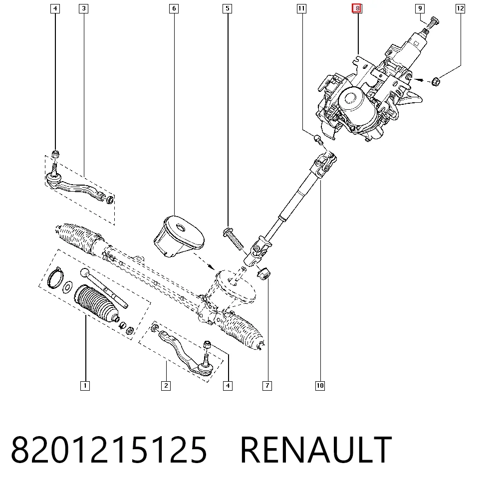 Do koszyka Kolumna (wał) kierownicza (kierownicy) Renault Kangoo II FW0