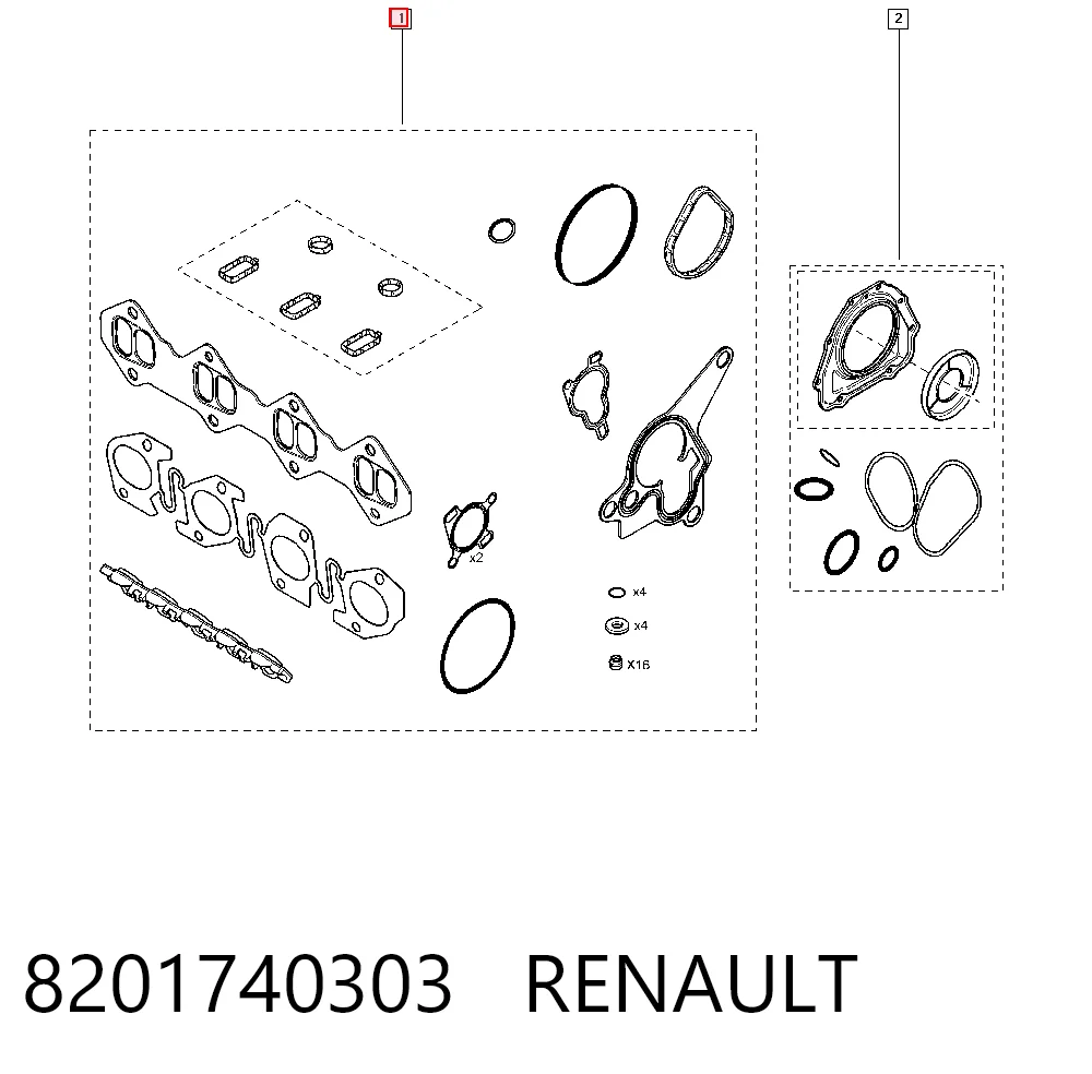 Zestaw uszczelek silnika górny General Motors 93168363 cena, od 108,27 USD