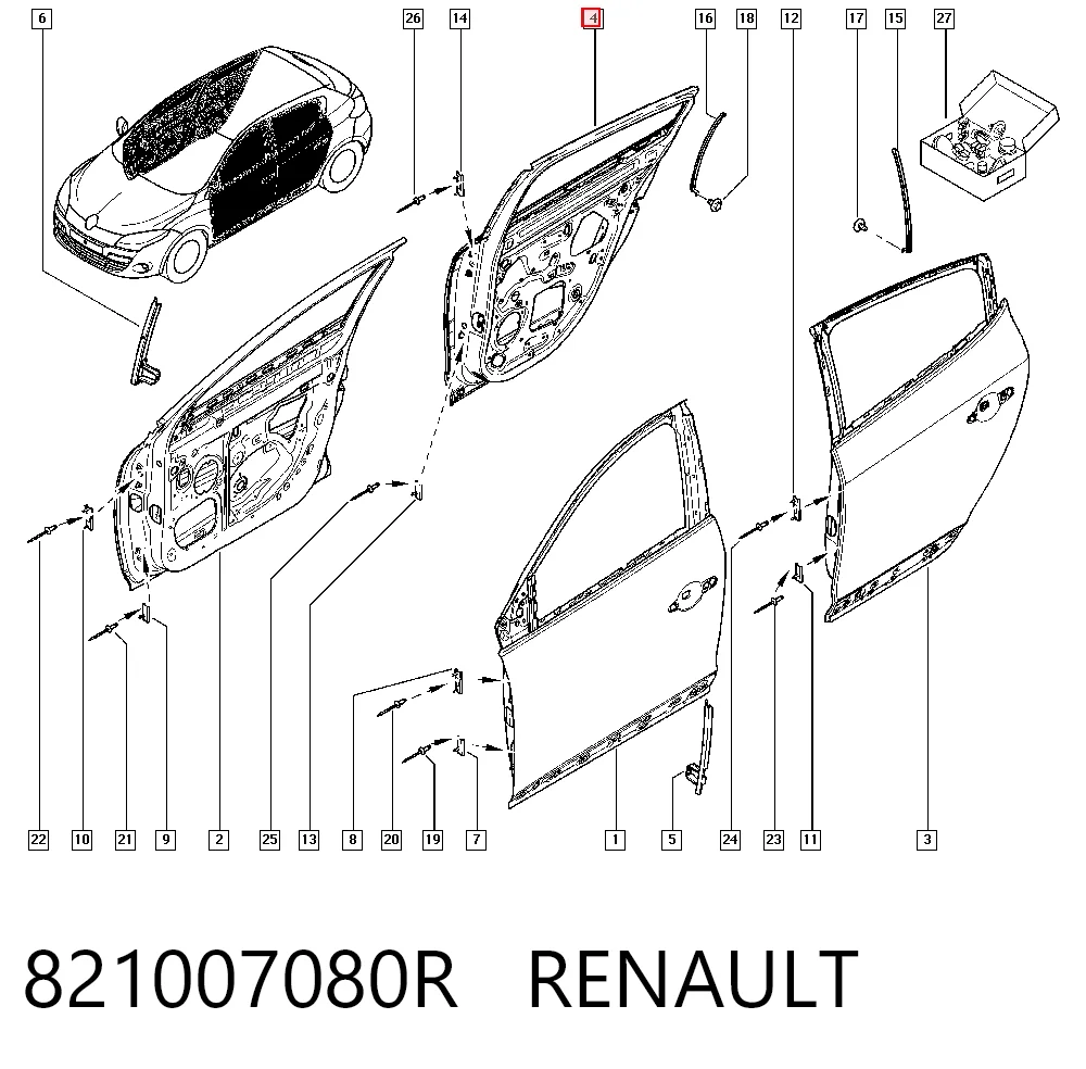 Drzwi tylne prawe Renault Megane III kombi (KZ0, KZ1) (2008 - 2016) cena, od 337,69 USD