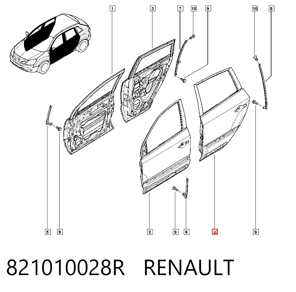 Drzwi tylne lewe do Renault Koleos  HY0