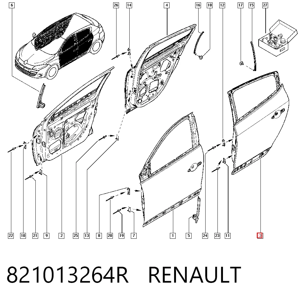 Drzwi tylne lewe do Renault Megane III KZ0, KZ1